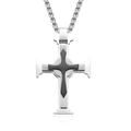 Drielaagse bloemen kruis hanger ketting in zilver en zwart titanium staal voor heren - Alleen hanger / Enkele Hanger Zwart