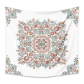 Böhmischer Blumen-Wandteppich mit orange-rosa Mandala-Muster auf weißem Stoff - 150*200cm (Gebürsteter Stoff) / GT310002 (Retro Blumen)