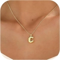 Polished gold initial letter C pendant necklace on thin chain for women - Gold C