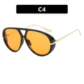 Retro pilot sunglasses with black frame, orange lenses and gold metal temples C4 - Bright Black Orange