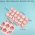 Detailed size specifications for pink silicone flower and heart shaped DIY mold - 7261-18-Cavity Mini Flower