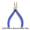 Precision round nose pliers for jewelry making with blue non-slip handles, 132mm x 70mm - 132X70mm Round Nose Pliers - Matte