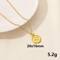 Golden Evil Eye pendant necklace with hand and footprint engraving and blue stone - Gold Hand Footprint Blue Rhinestone Style (S771-G+N22-G)