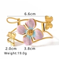 18k gold plated stainless steel cuff bracelet with blue enamel flower and butterfly - Gradient Flower and Butterfly Style (NB-B6123) / 18K Gold