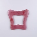 Pink resin guasha tool with marble texture and wavy edges for facial massage - Pink Marble Pattern