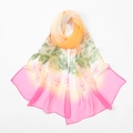 Fashionable gradient orange to pink georgette scarf featuring delicate rose floral patterns - 160*50CM / XQ500-1# Rose Red Edge