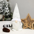 Nordic white and pink Christmas gnome with sequin hat and long beard holiday decor - Short Leg / White