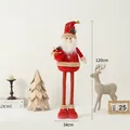 Standing plush Santa doll in red velvet with gold star embroidery, 120cm height decor - Telescopic Santa Claus (Large)