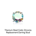 Titanium stalen vervangingskop met iriserende ronde zirkonia in klassieke 4-klauwzetting - Titaniumstaal Ab Zirkonium [één] / M09*3mm [alleen Boor]
