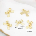 Pack de 5 colgantes de lazo dorado mate para joyería DIY, tamaño 16mm por 11mm - Colgante de Lazo Mate / Oro de 14K