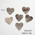 Set van 6 natuurlijke hartvormige berkenbastschijfjes voor DIY bruiloft en decoraties - Natuurlijke Schors Harten (6 Stuks)