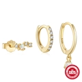 Three-piece S925 sterling silver evil eye earring set with opal and gold finish - #8 Gold Set of 3 (Inlaid Opal)