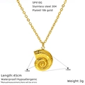 18K vergulde roestvrijstalen halsketting met zeeschelp hanger en een 45cm lange schakelketting - Wulkhuis Stijl (SP910G)