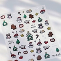 Stickers ongles Noël avec motifs de bonhomme de pain d'épices et bonhomme de neige, M-522 - M-522 Dessin Animé de Noël