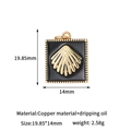 Detaillierte Größentabelle für goldene quadratische Muschel-Anhänger mit 19,85x14mm Maßen - 14K Gold/Muschel-Textur Quadratisch/Schwarz
