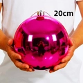 Große 20 cm rosa glänzende Weihnachtsbaumkugel mit spiegelnder Galvanisierung-Oberfläche - 1 Stück/Packung (20cm) / Glänzend Rosarot