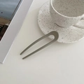 Minimalist matte grey-green U-shaped hair pin for women with aesthetic styling accessories - Gray