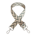Detail of adjustable green and white V-pattern canvas strap with silver metal hooks - Green Silver Buckle