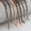 Adjustable PU leather and gold metal chain strap with metal ball and D-ring clasp - White