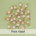 Pink opal stone pendant beads with golden metal loops for DIY jewelry making - Pink Opal Style (04S) / 50 Pieces / Pink