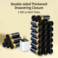 Thickened black drawstring trash bags with yellow tie handles and rabbit print pattern - Plain Black Thickened (Drawstring)