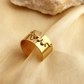 Wide 18K gold plated stainless steel ring with a detailed snake pendant charm - Snake Pendant / Gold