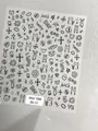 Minimalist black doodle nail sticker with cute bears and rabbits, model Aha! 088-01 - Aha-8801 Black Icons
