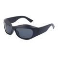 Matte black steampunk wrap-around sports sunglasses with dark grey lenses in a 45-degree view - Sand Black All Gray