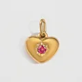 14K gold-plated stainless steel heart pendant with July rose pink crystal for DIY jewelry - July Rose Red / Gold