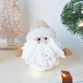 Babbo Natale di peluche a maglia con cappello di paillettes dorate e barba bianca - Babbo Natale in piedi con sacco di sabbia