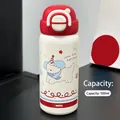 500ml Apple Red stainless steel vacuum flask with cartoon dog and dual-drink lid - Dream Red
