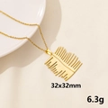 Minimalist gold stainless steel leaf pendant necklace with artistic vein design for women - S1217-Gold Color