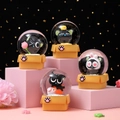 Set of 4 black cat crystal balls with yellow box bases and various cute accessories - 25-40# (lights + Snowflakes)
