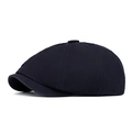 Gorra clásica de algodón estilo newsboy en azul marino con costuras de múltiples paneles - Azul marino