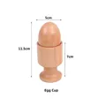 Detailed dimensions of wooden egg cup and egg set with precise height and width labels - Oval Egg with Cup