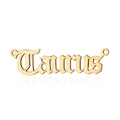 Detailed view of a golden Taurus zodiac letter pendant in polished stainless steel finish - Gold-Taurus