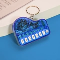 Mini transparent blue piano keychain electronic musical toy with 7 keys and music pattern - Bag Packaging / Transparent Blue