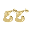 Elegant S925 sterling silver 14K gold plated earrings with twisted irregular hoop design - Twisted Curved Earrings / 14K Gold Plated