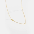 Macro detail of gold S925 sterling silver X pendant necklace with sparkling zircon accents - Letter X / 925 Sterling Silver Plated With 18k Gold