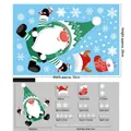 Detailed size specification for Christmas window stickers with Santa and snowflake motifs - Color Static Sticker-BQ078