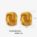 Orecchini a cerchio dorati in acciaio 18K con texture a conchiglia e design a spirale - Oro