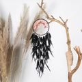 Dreamcatcher with pink stone Tree of Life design and hanging black feathers - 9548 Black Tree of Life / Black/Multicolor Stones