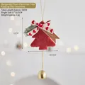 Ciondolo per albero di Natale in peluche bordeaux con campanella dorata e fiocco con cuore - Borgogna