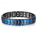 Bracciale da uomo in acciaio al titanio con magneti a doppia fila in nero e blu - Bracciale 3 (Nero e Blu)