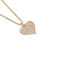 Elegante collar con colgante de corazón dorado con circonita ojo turco y cadena box - Pavé Zirconia Blanca - Corazón