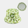 Reversible bucket hat featuring green cucumber and dill patterns on off-white canvas - M (56-58cm) / Single-sided Style (Pickle Print)
