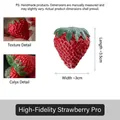 Realistic artificial strawberry model with red fruit texture and green leaves - Strawberry-Pro Version