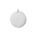 Pendentif rond en acier inoxydable argenté poli avec anneau de saut sur fond blanc - 1 Pièce / Couleur Acier