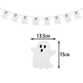 White glittery ghost banner for Halloween party decor, measuring 13.5cm by 15cm - White Ghost Banner
