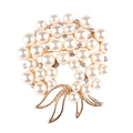 Elegant gold-plated wreath brooch with white pearls and sparkling crystal bow detail - xz4321 Wreath Bow